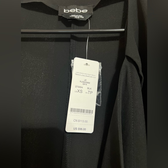 NWT bebe Long Draped Open Front Trench - Picture 3 of 4